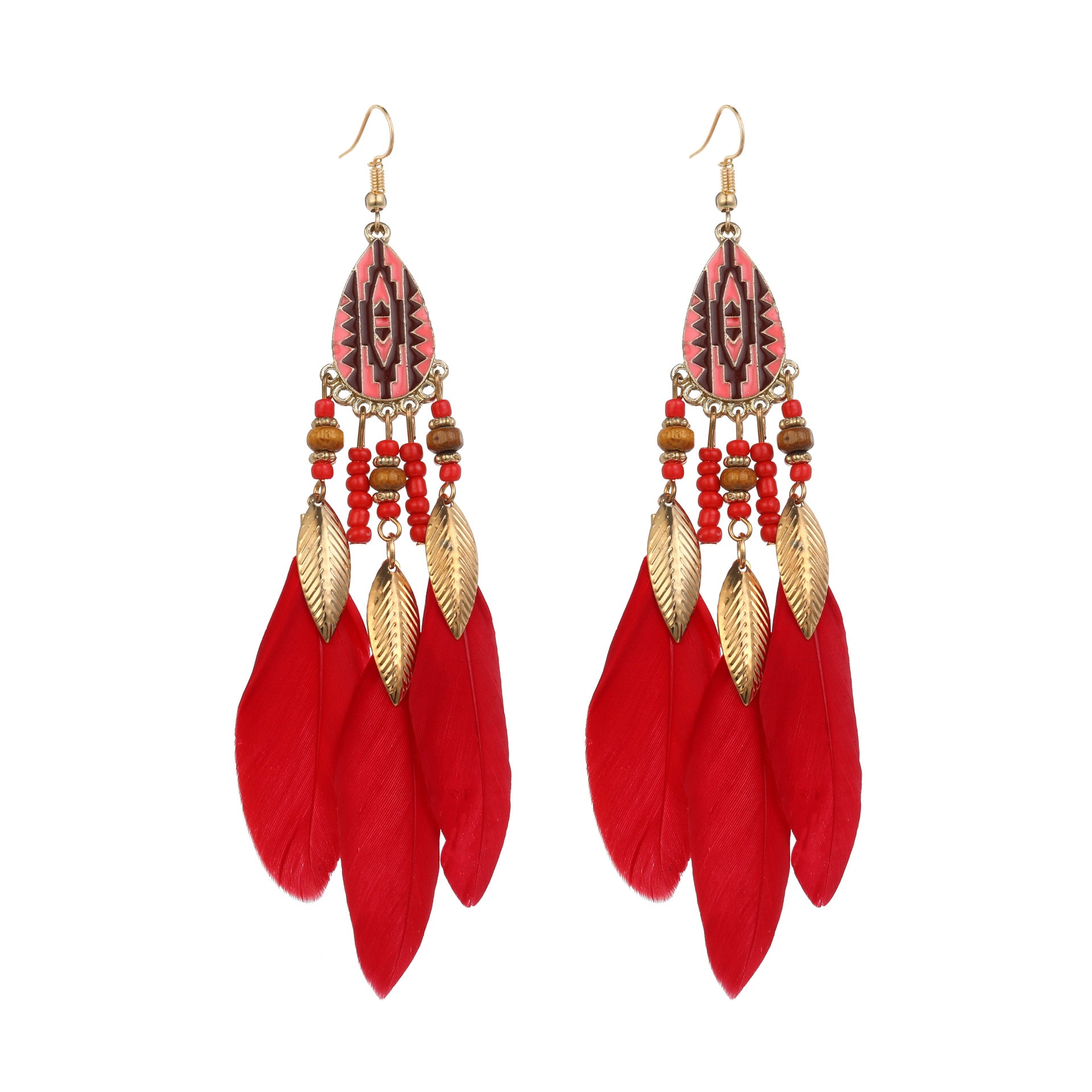Wholesale Drop Shape Feather Alloy Earrings
